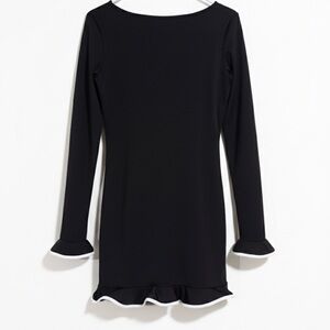 Ruffle Trim Mini Dress 🖤🎬